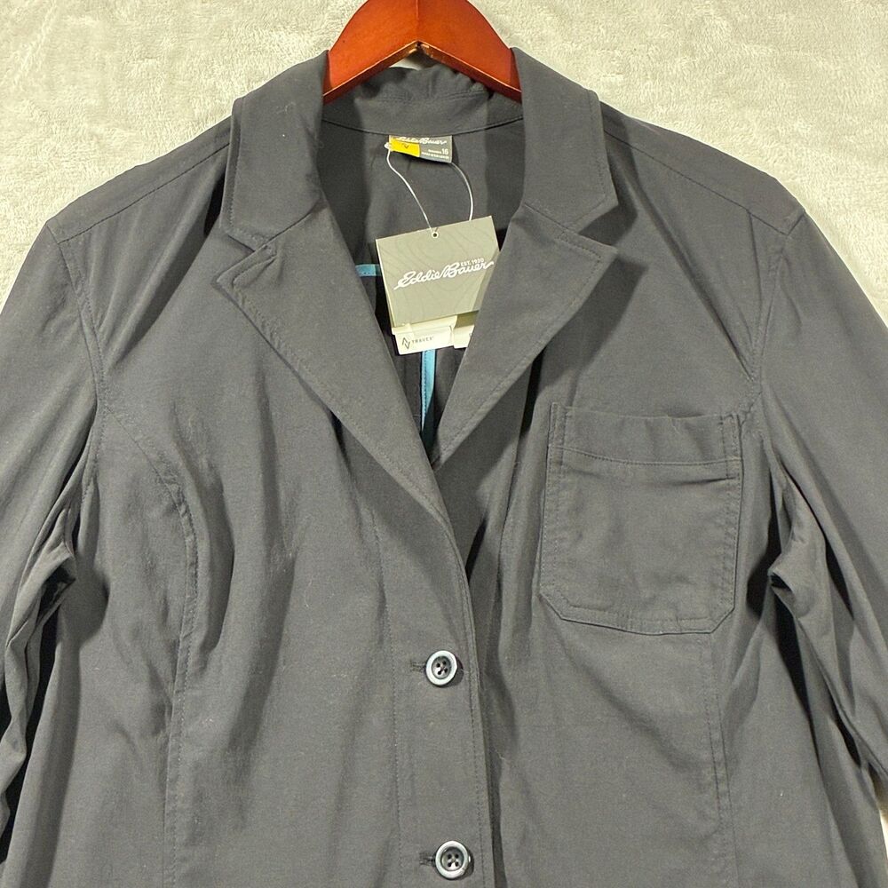 Eddie Bauer WR Voyager Blazer Women 16 Black Travex Flexion Travel Jacket NWT - Picture 5 of 14